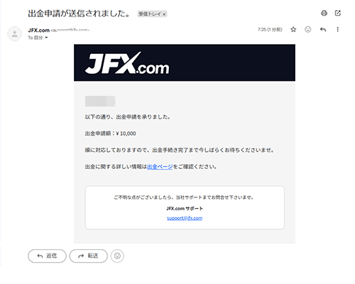 JFX.comの出金申請